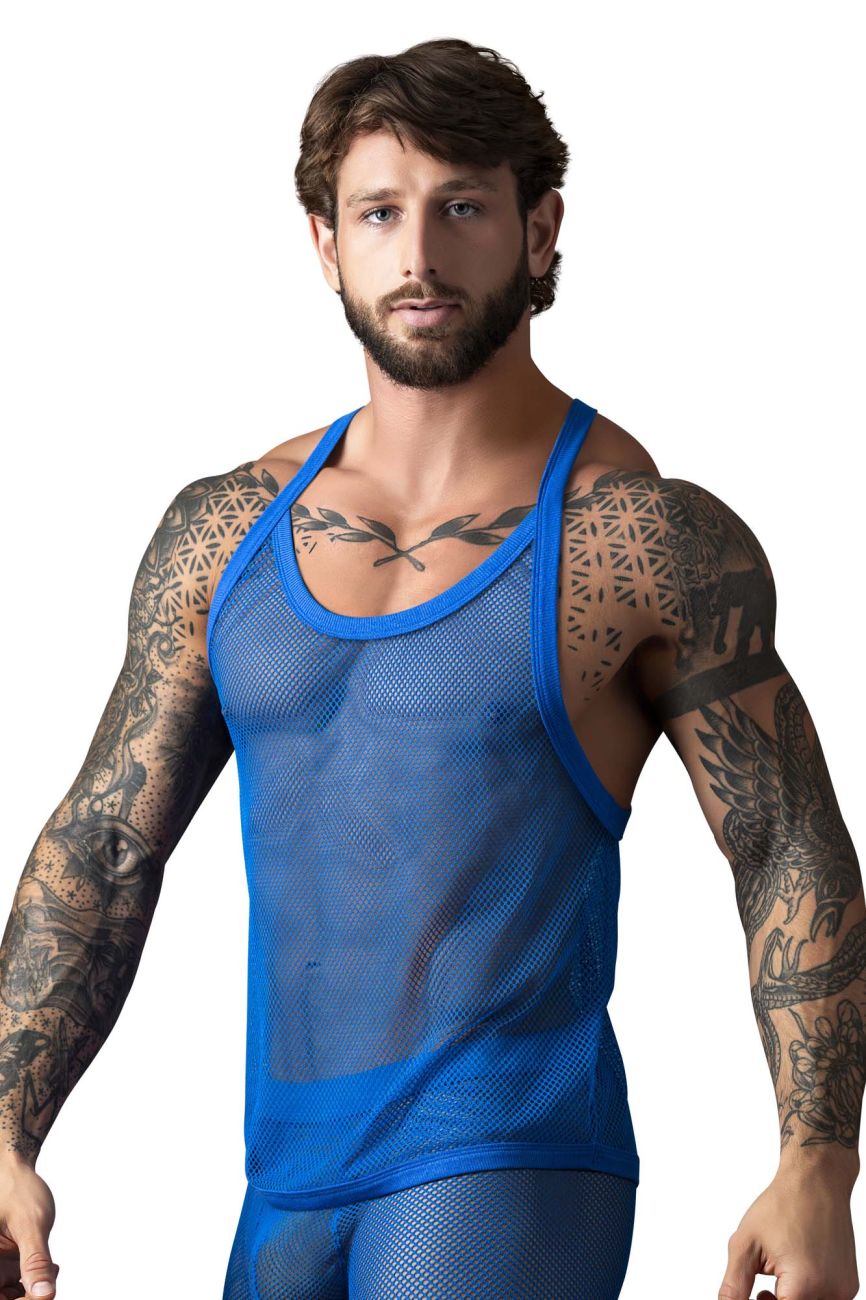 Male Power Fishnet 2 Tank Top - Royal