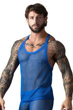 Male Power Fishnet 2 Tank Top - Royal