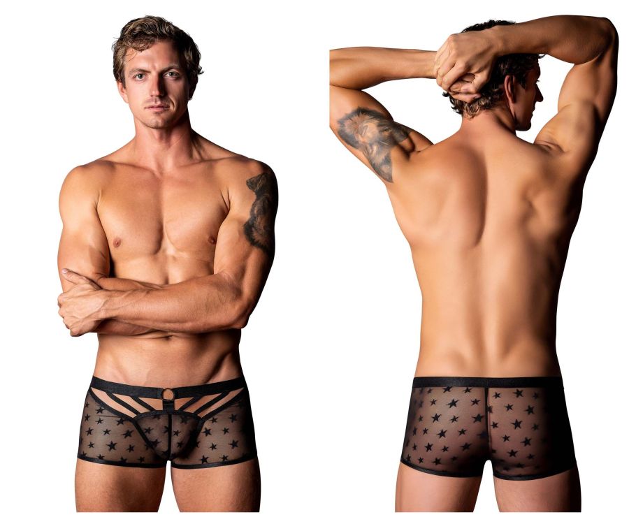 Male Power Love Star Short with Ring - Black