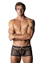 Male Power Love Star Short with Ring - Black
