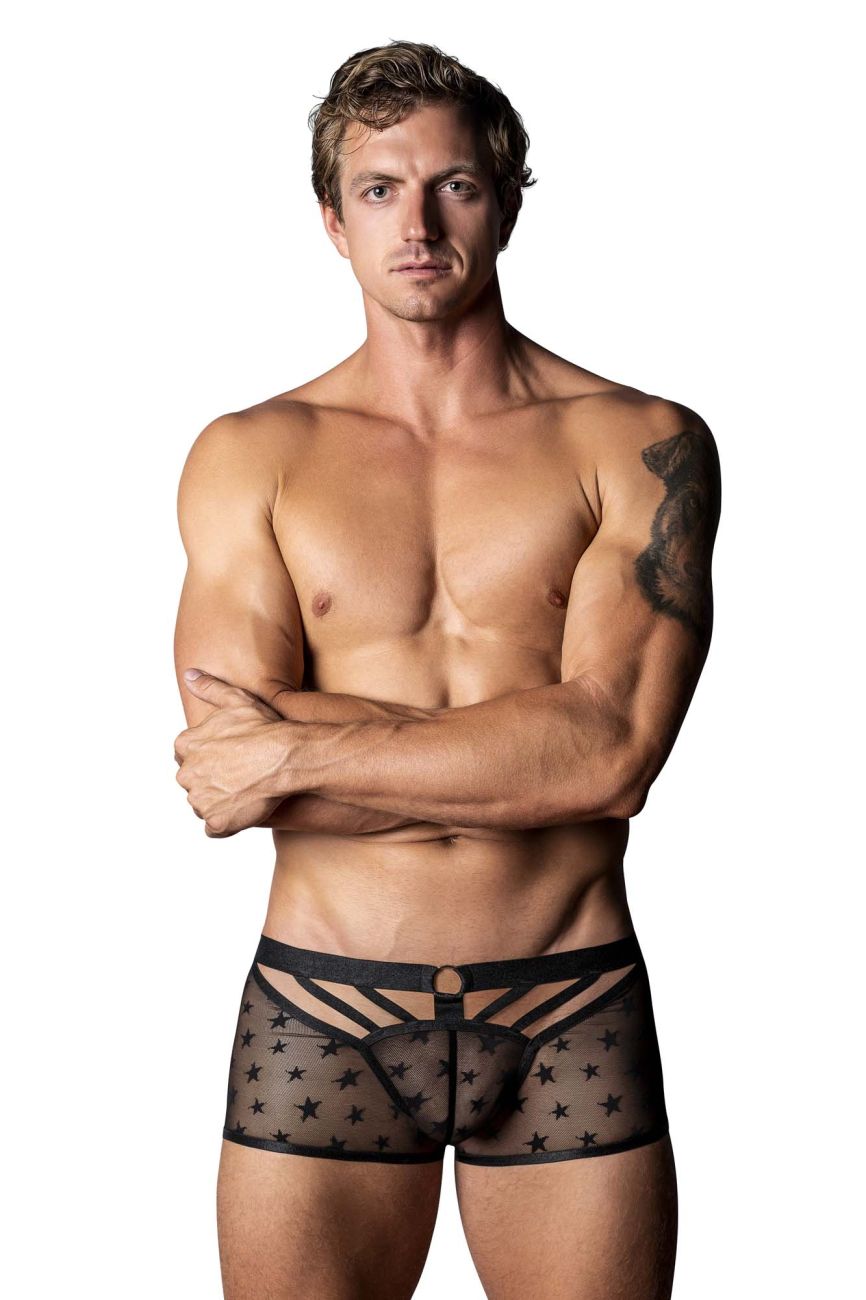 Male Power Love Star Short with Ring - Black