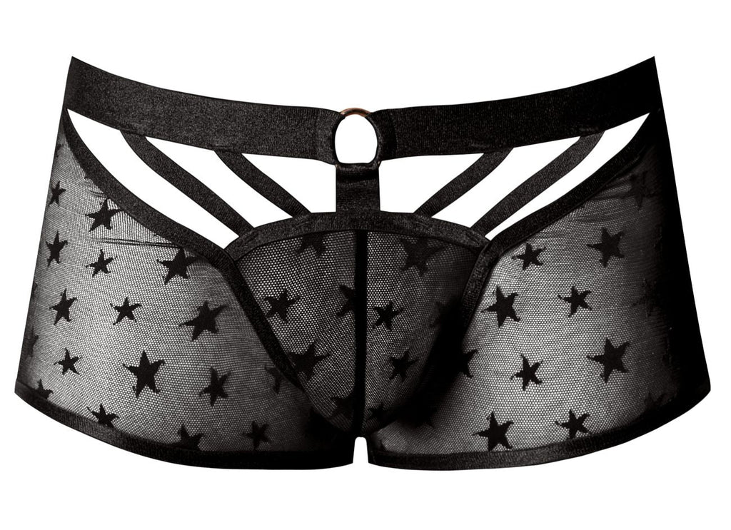 Male Power Love Star Short with Ring - Black