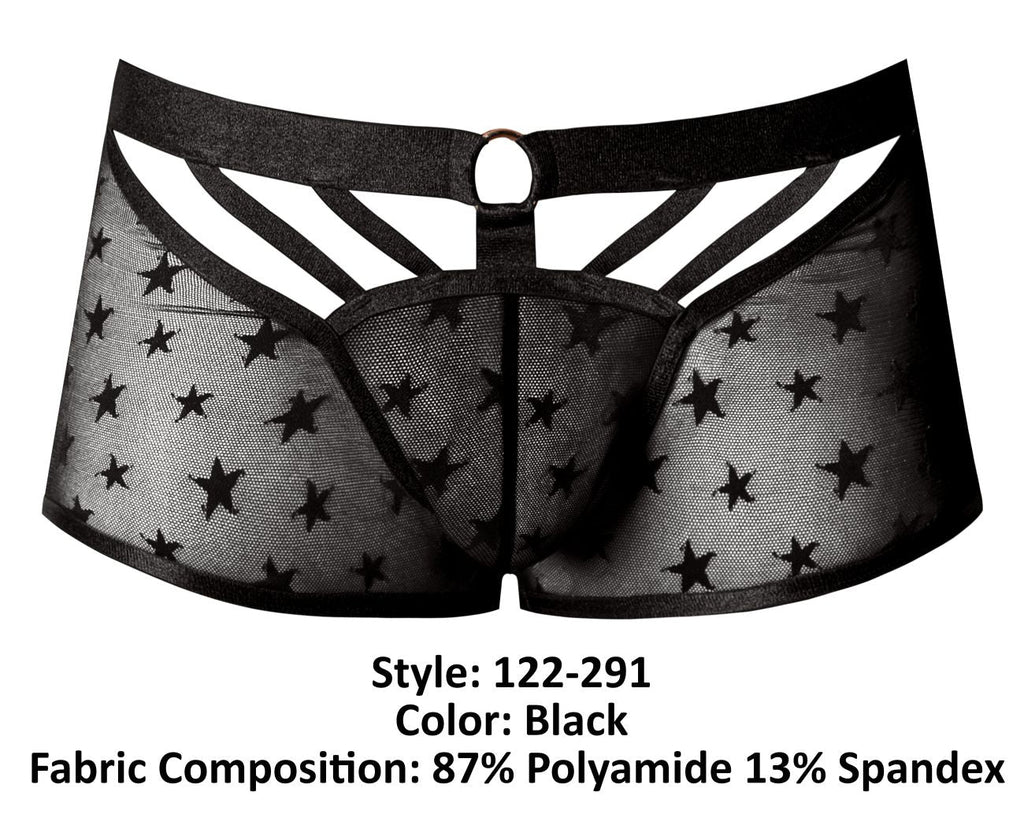 Male Power Love Star Short with Ring - Black