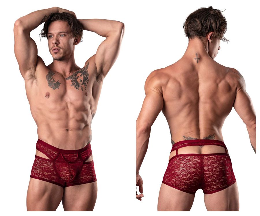 Male Power Lucifer Cut Out Short - Burgundy