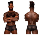 Male Power Sassy Lace Mini Short Sheer Pouch - Black
