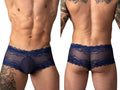 Male Power Sassy Lace Mini Short Sheer Pouch - Navy