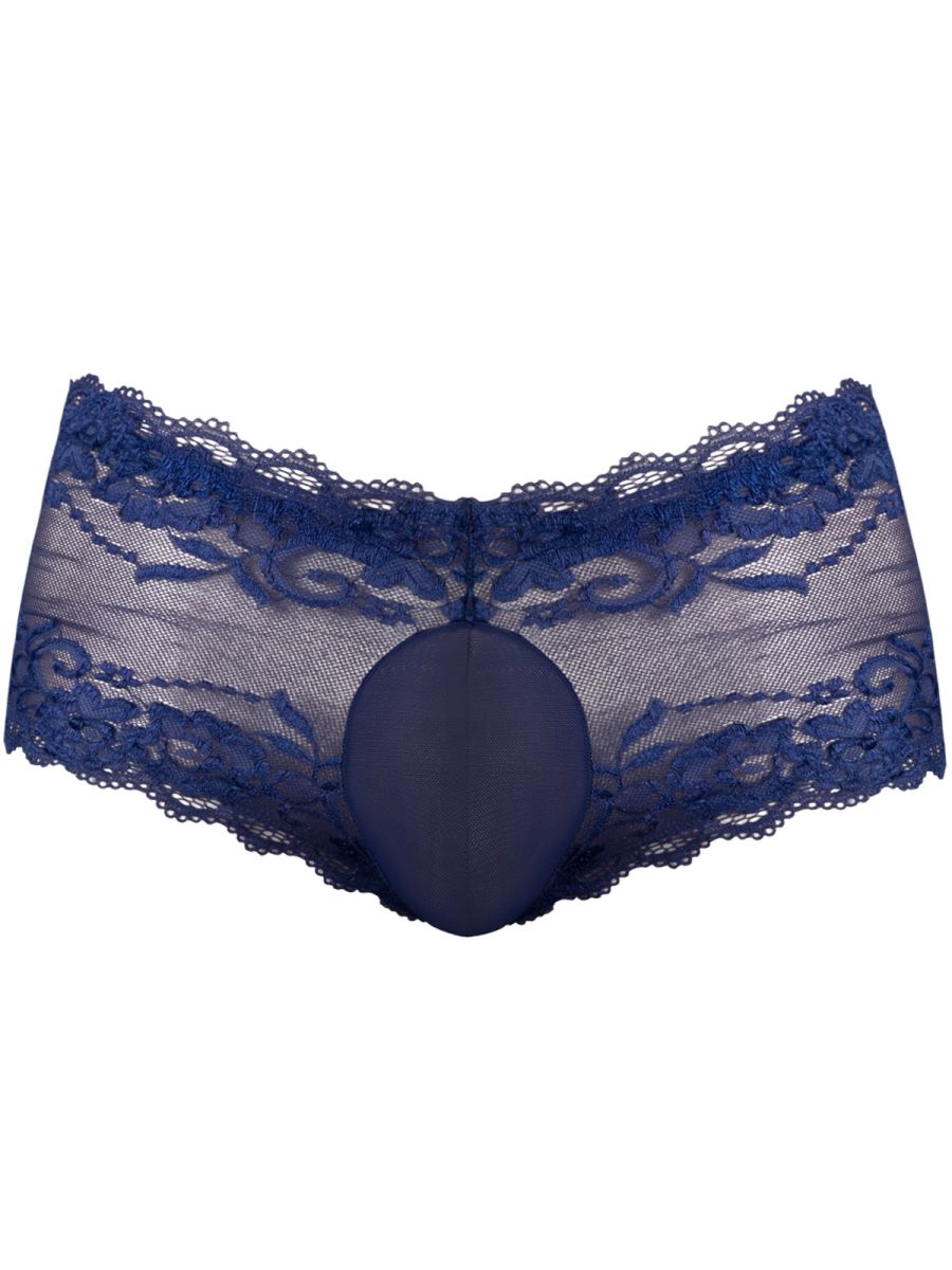 Male Power Sassy Lace Mini Short Sheer Pouch - Navy