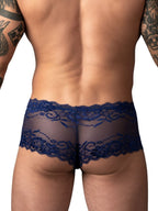 Male Power Sassy Lace Mini Short Sheer Pouch - Navy