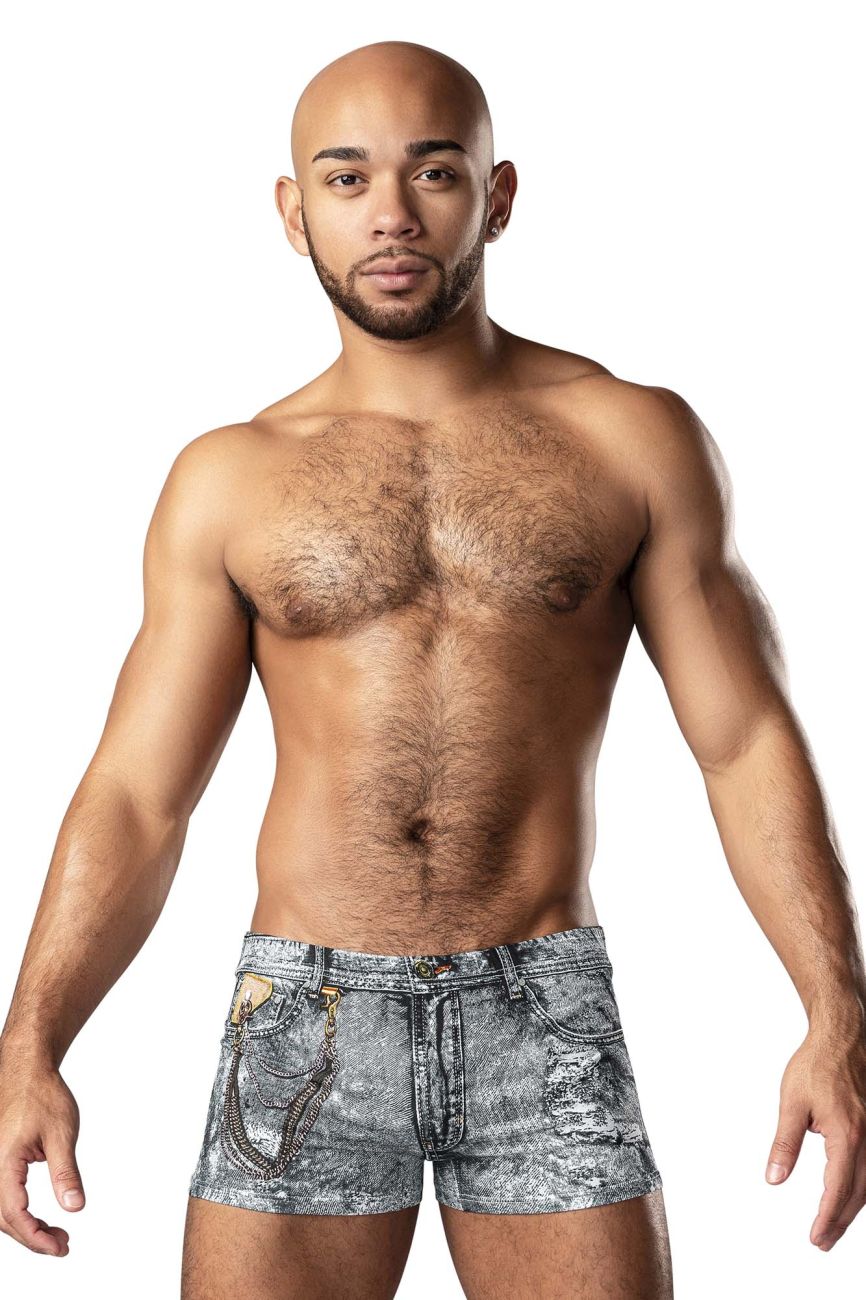 Male Power Dirty Denim Mini Short - Denim Print