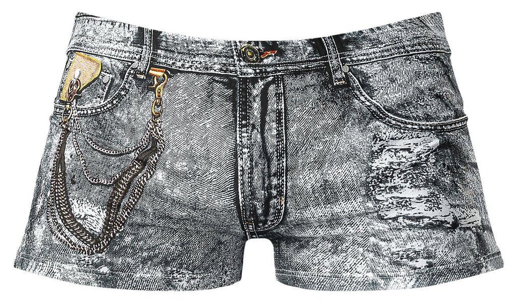 Male Power Dirty Denim Mini Short - Denim Print
