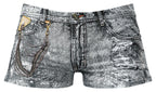 Male Power Dirty Denim Mini Short - Denim Print