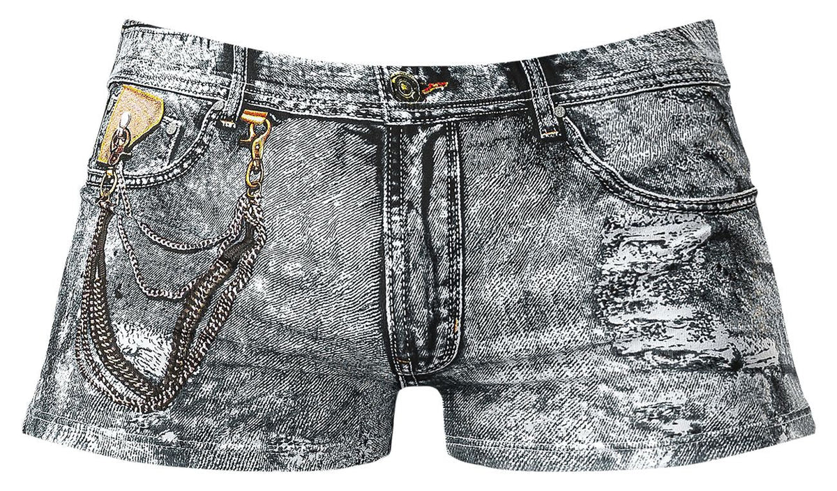 Male Power Dirty Denim Mini Short - Denim Print