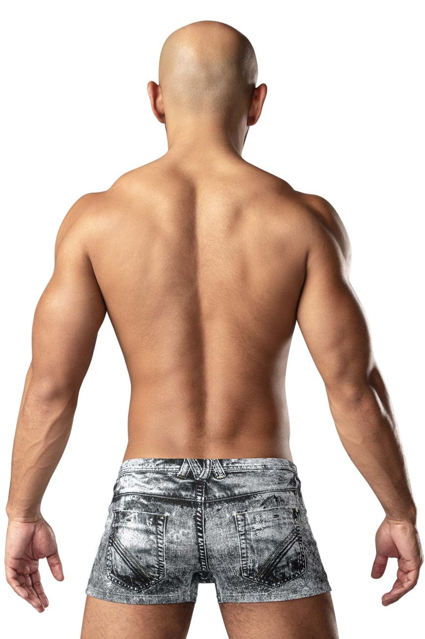 Male Power Dirty Denim Mini Short - Denim Print