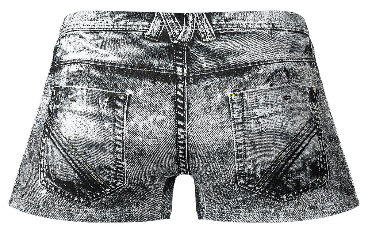 Male Power Dirty Denim Mini Short - Denim Print