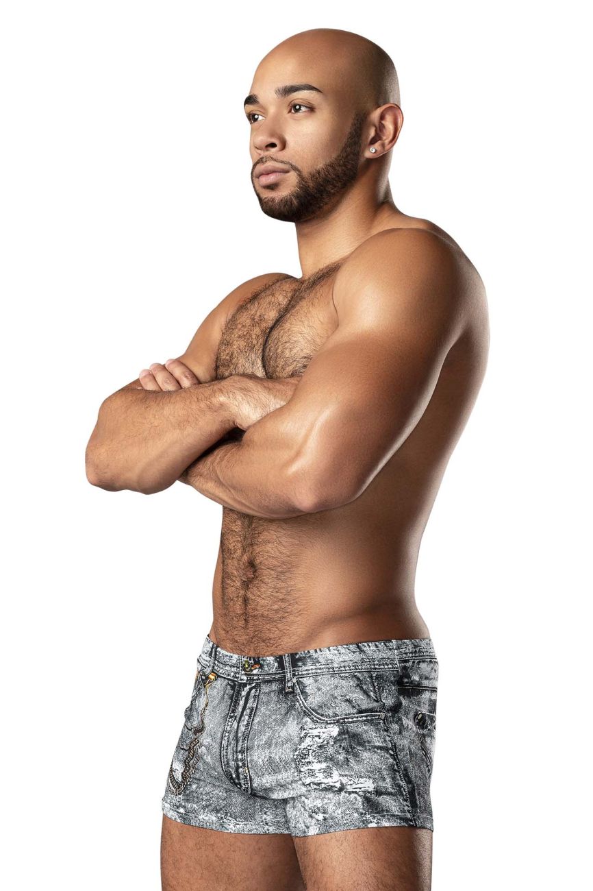 Male Power Dirty Denim Mini Short - Denim Print