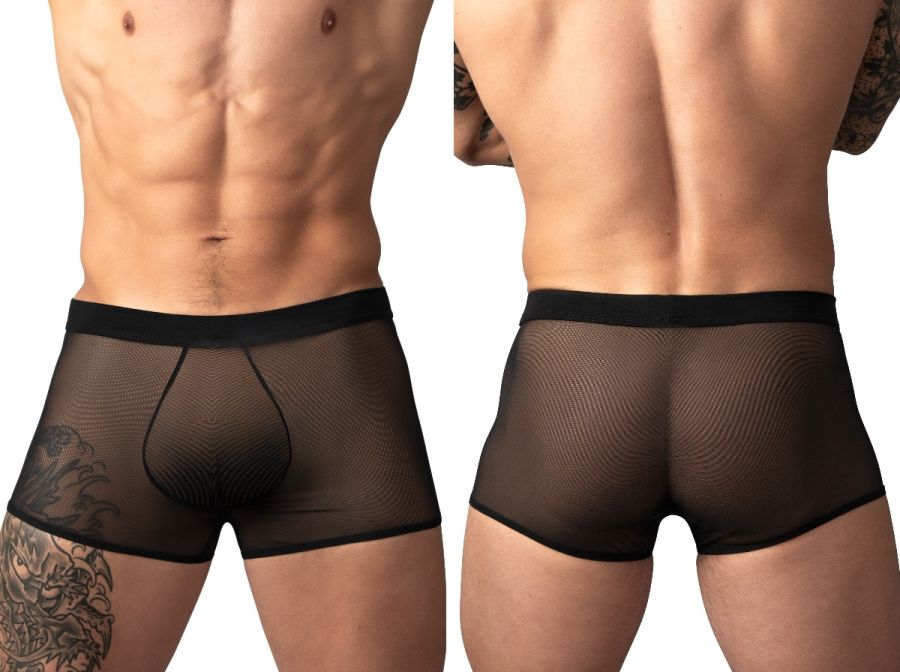 Male Power Mesh 2 Mini Short Trunks - Black