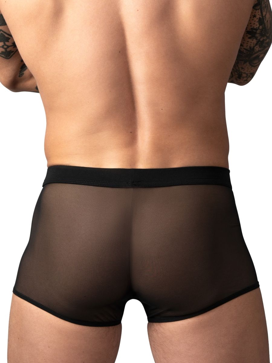 Male Power Mesh 2 Mini Short Trunks - Black