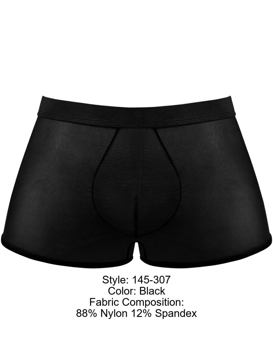Male Power Mesh 2 Mini Short Trunks - Black