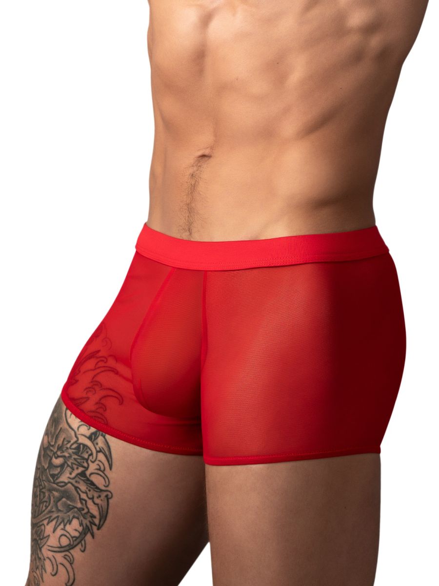 Male Power Mesh 2 Mini Short Trunks - Red