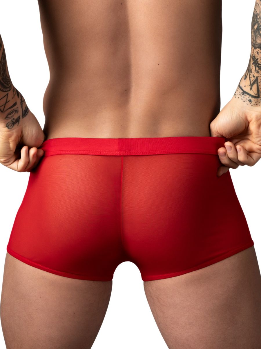 Male Power Mesh 2 Mini Short Trunks - Red