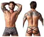 Male Power Gridlocked Strappy Back Short - Printed