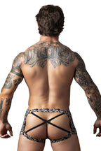Male Power Gridlocked Strappy Back Short - Printed