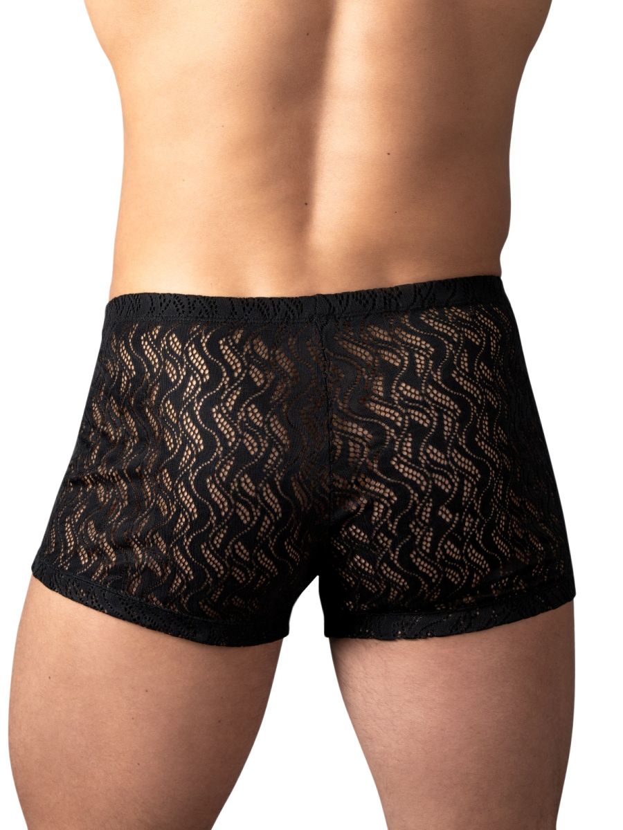 Male Power Ripple Pouch Short Trunks - Black