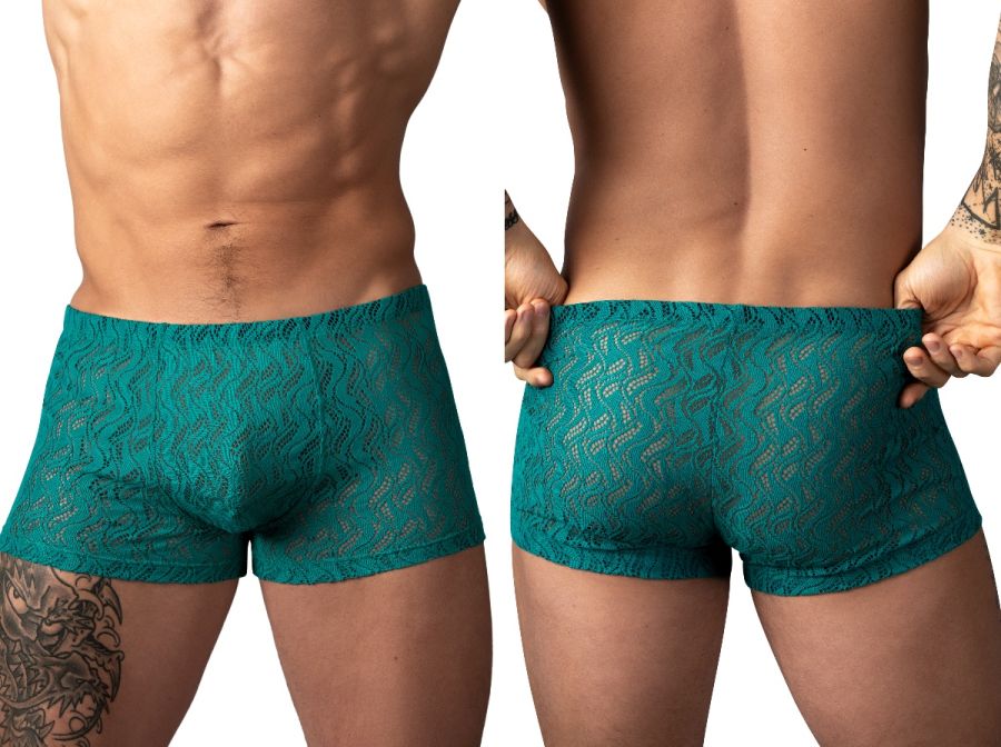 Male Power Ripple Pouch Short Trunks - Teal