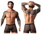 Male Power Fishnet 2 Pouch Short - Black