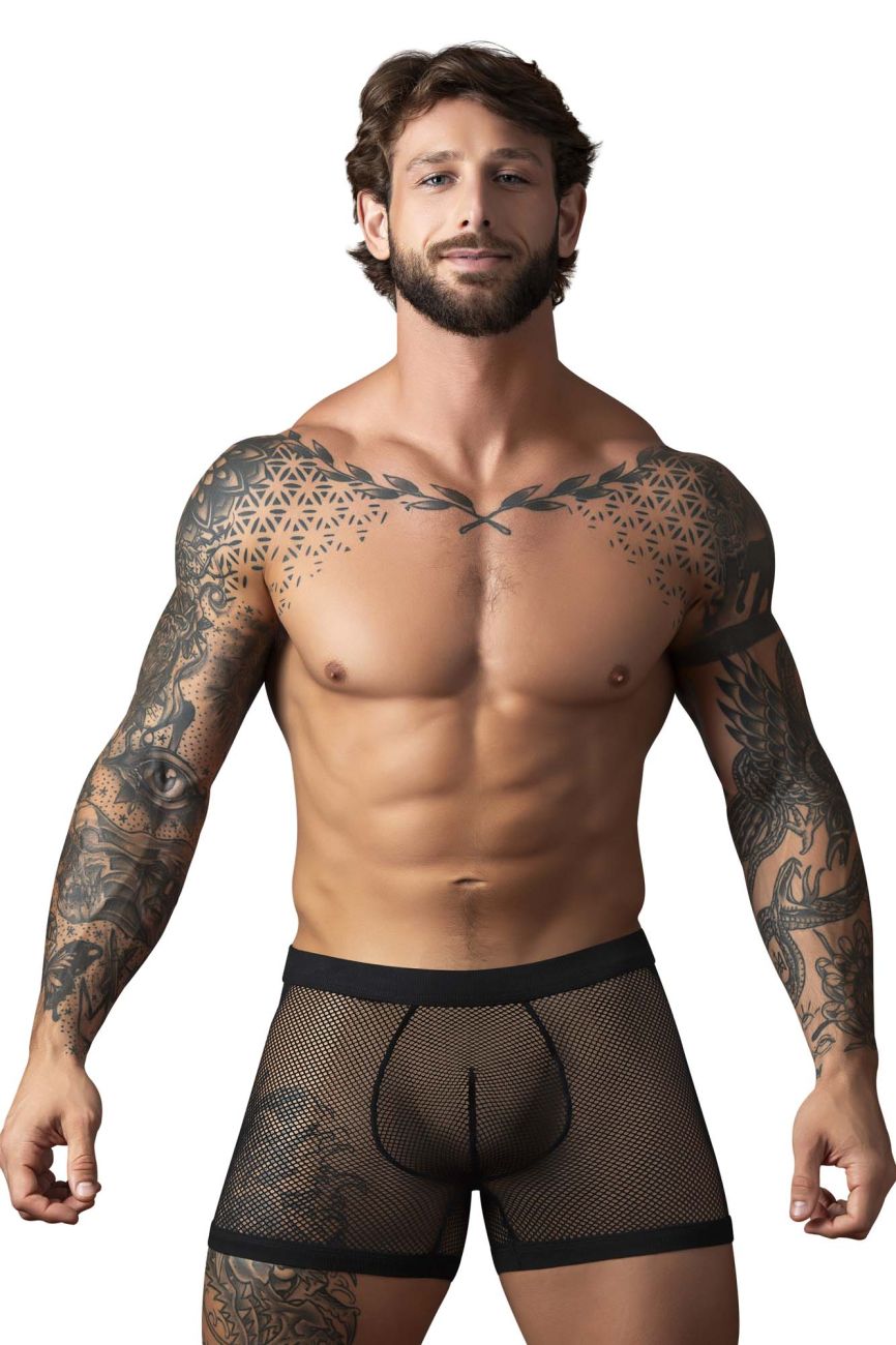Male Power Fishnet 2 Pouch Short - Black