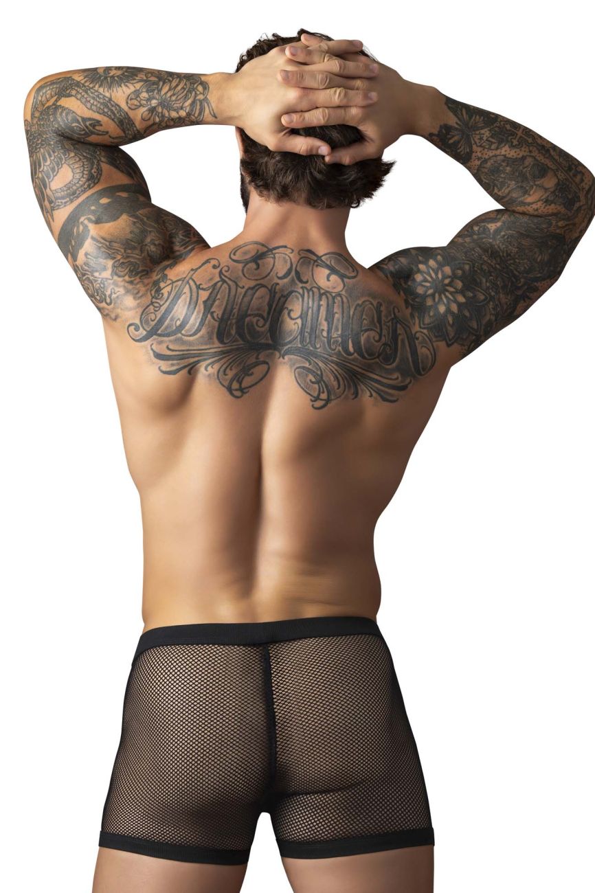 Male Power Fishnet 2 Pouch Short - Black