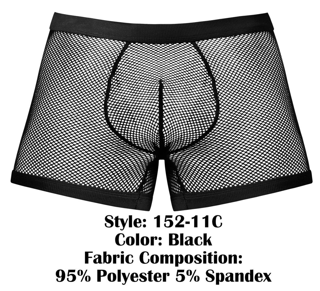 Male Power Fishnet 2 Pouch Short - Black