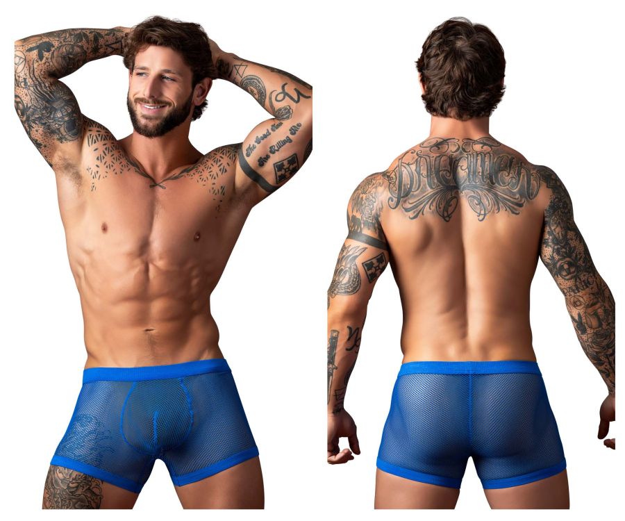 Male Power Fishnet 2 Pouch Short - Royal