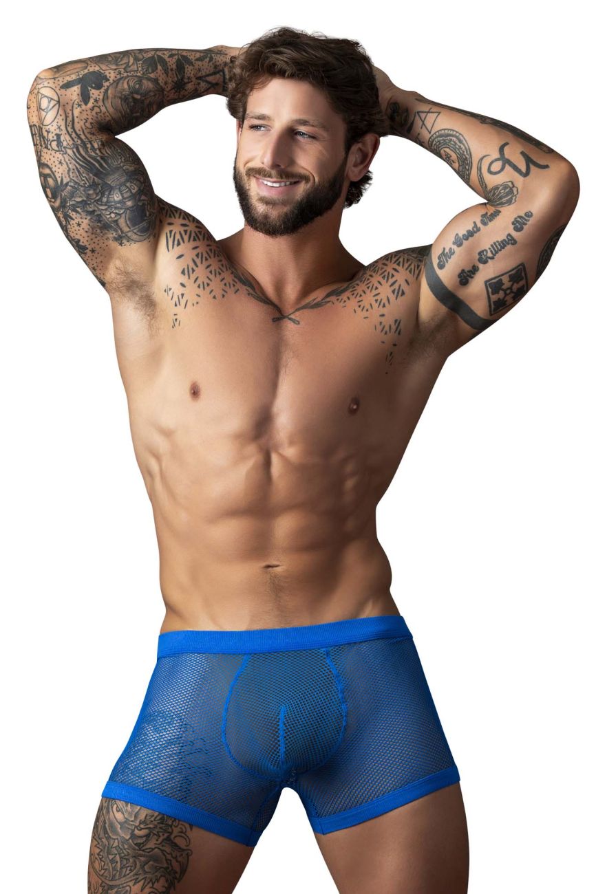 Male Power Fishnet 2 Pouch Short - Royal