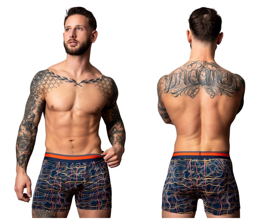 Male Power Soo Cumfy Boxer Brief - Navy-Orange