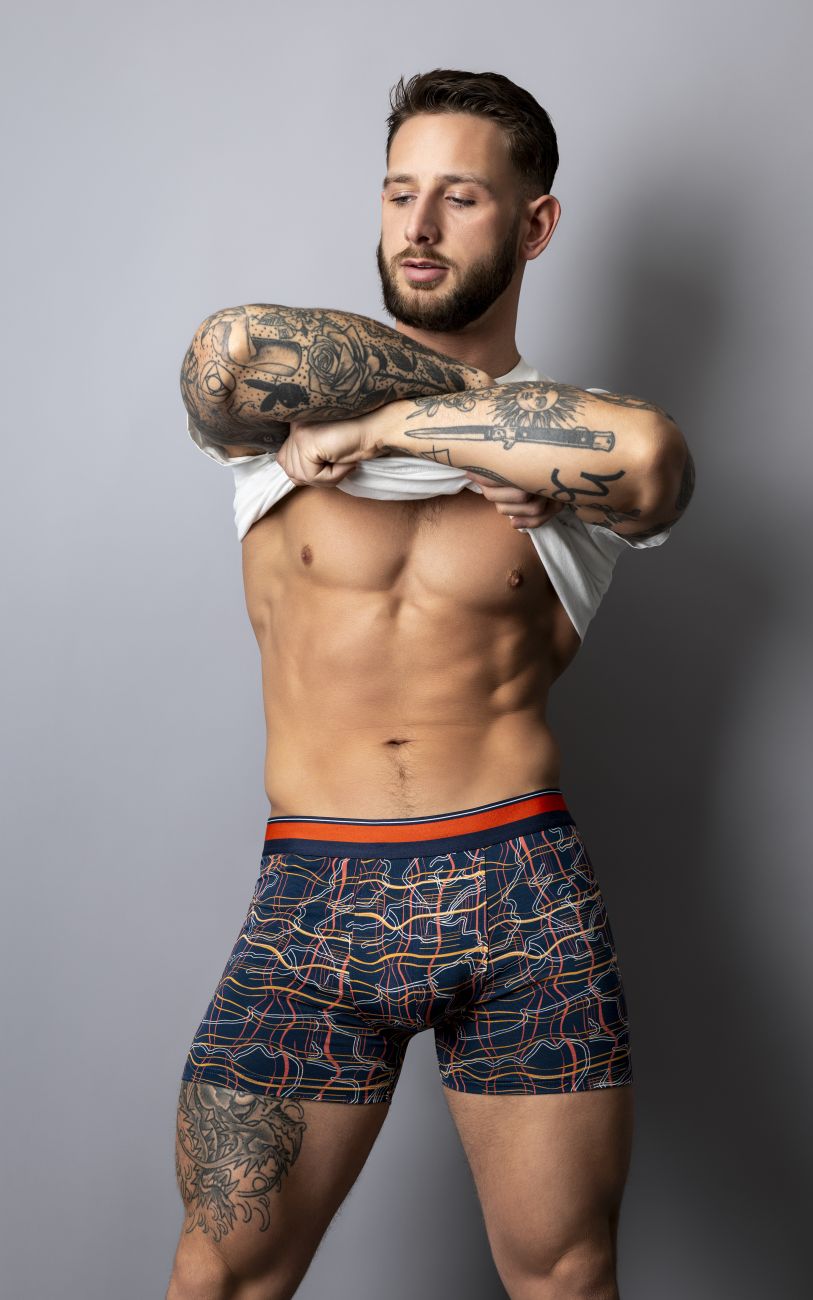 Male Power Soo Cumfy Boxer Brief - Navy-Orange