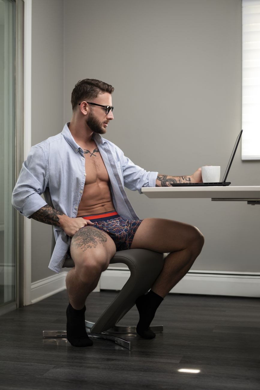 Male Power Soo Cumfy Boxer Brief - Navy-Orange