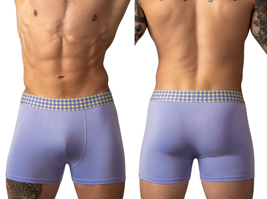 Male Power So Comfy Gingham Boxer Brief - Purple