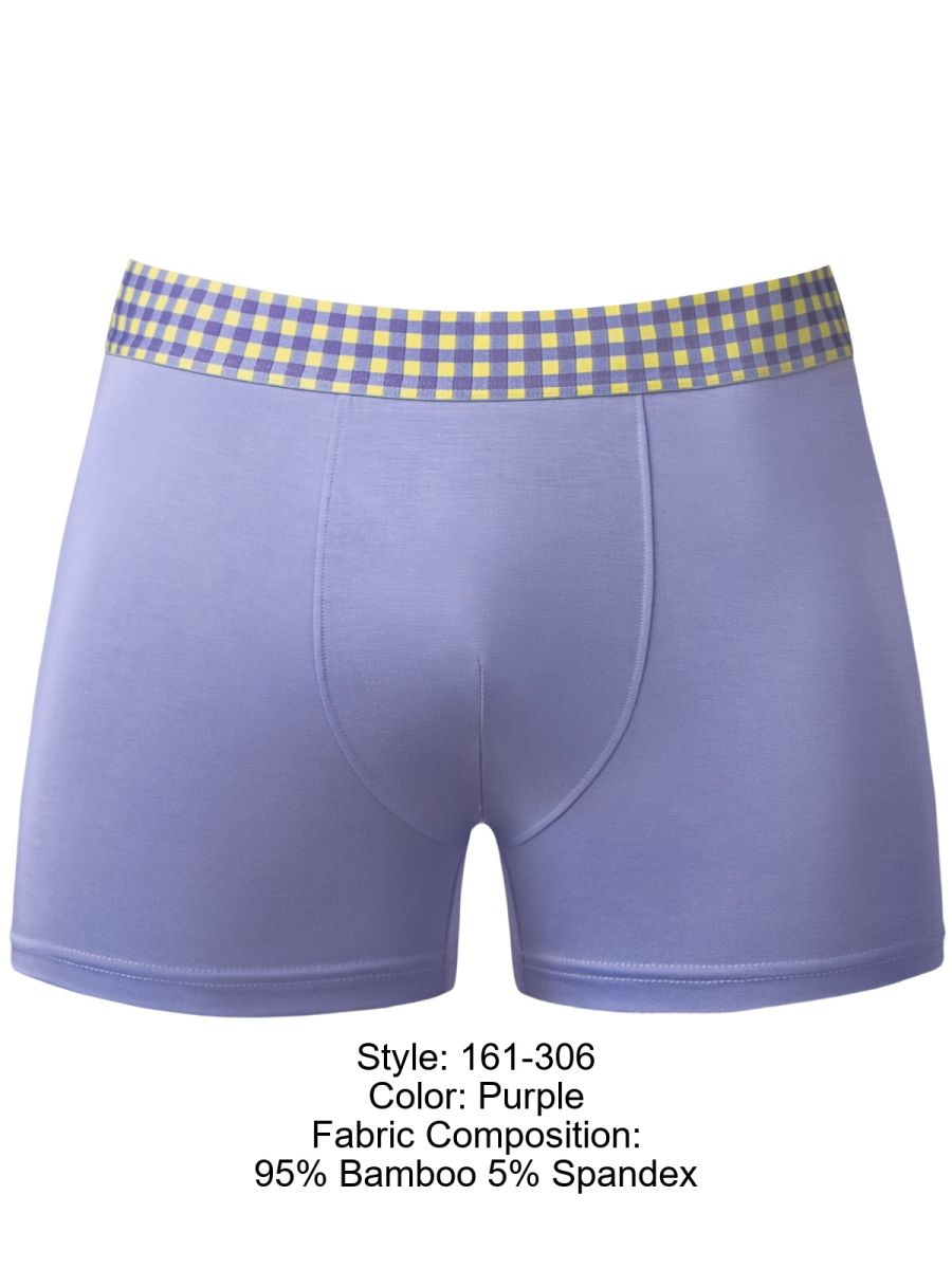 Male Power So Comfy Gingham Boxer Brief - Purple
