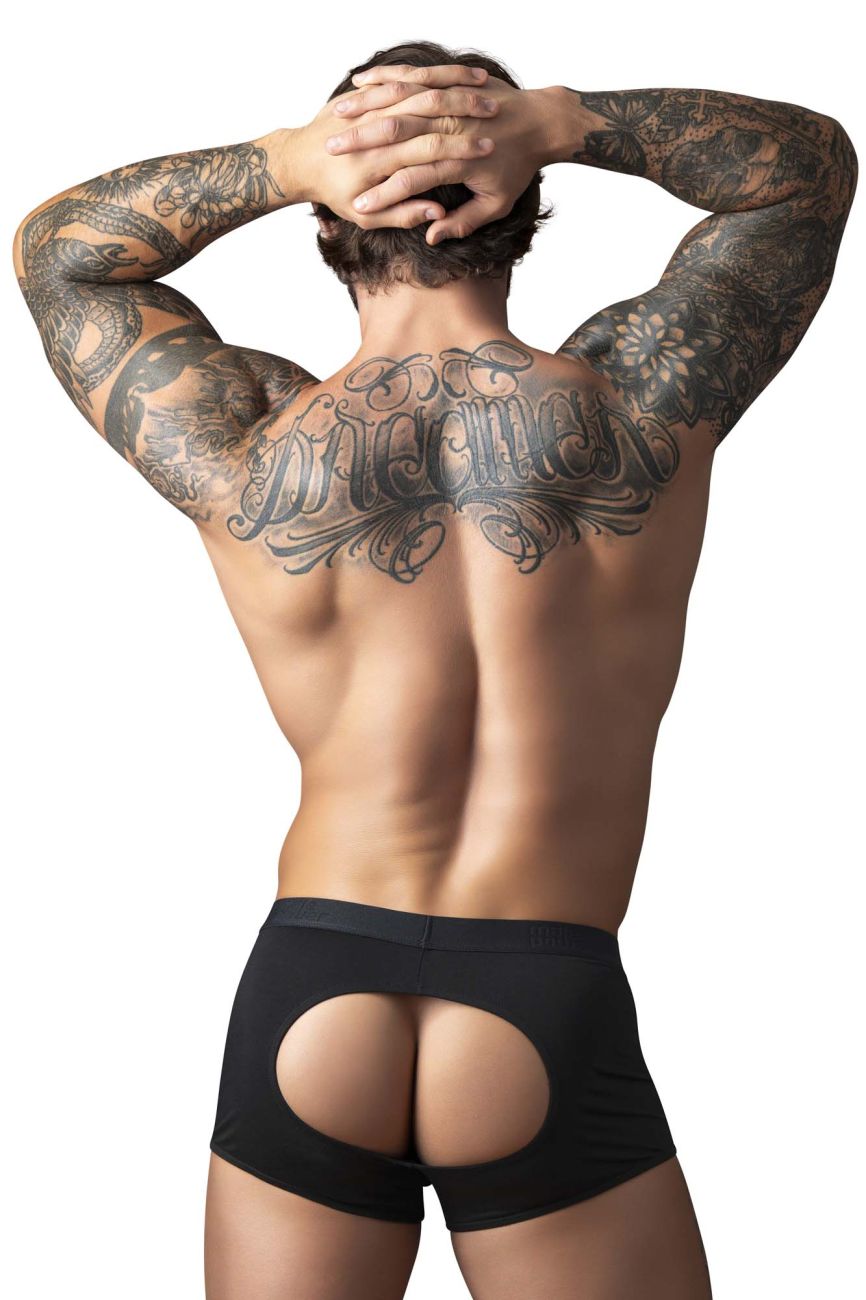 Male Power Open Ended Moonshine Short Open Front Elastic Cock Ring - Black
