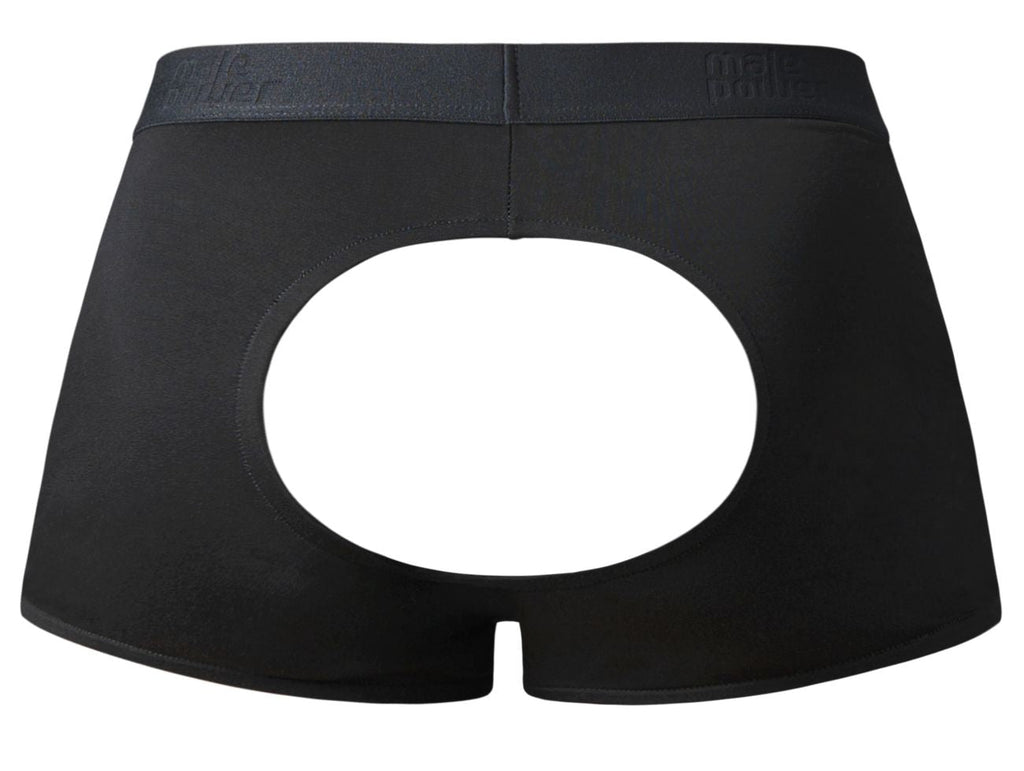 Male Power Open Ended Moonshine Short Open Front Elastic Cock Ring - Black