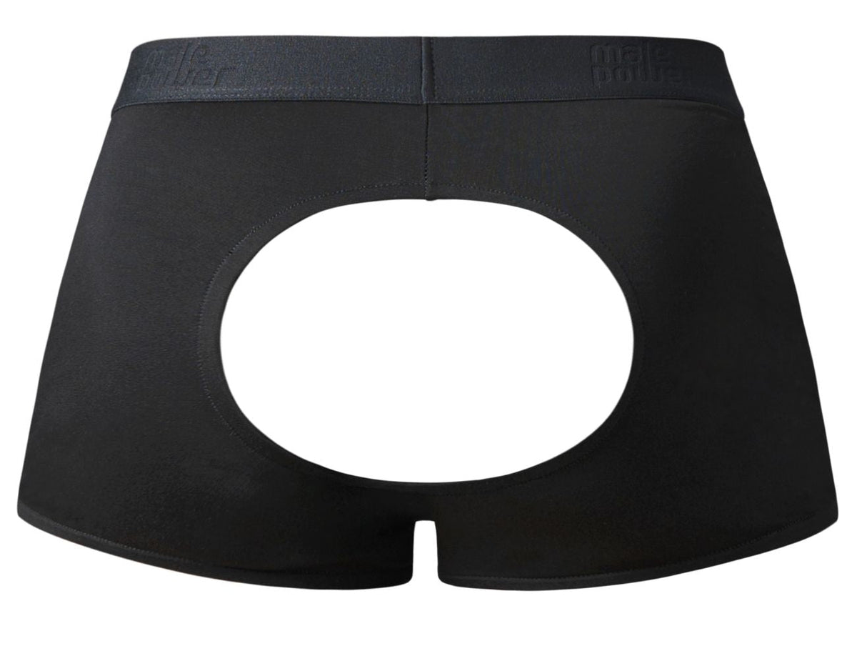 Male Power Open Ended Moonshine Short Open Front Elastic Cock Ring - Black