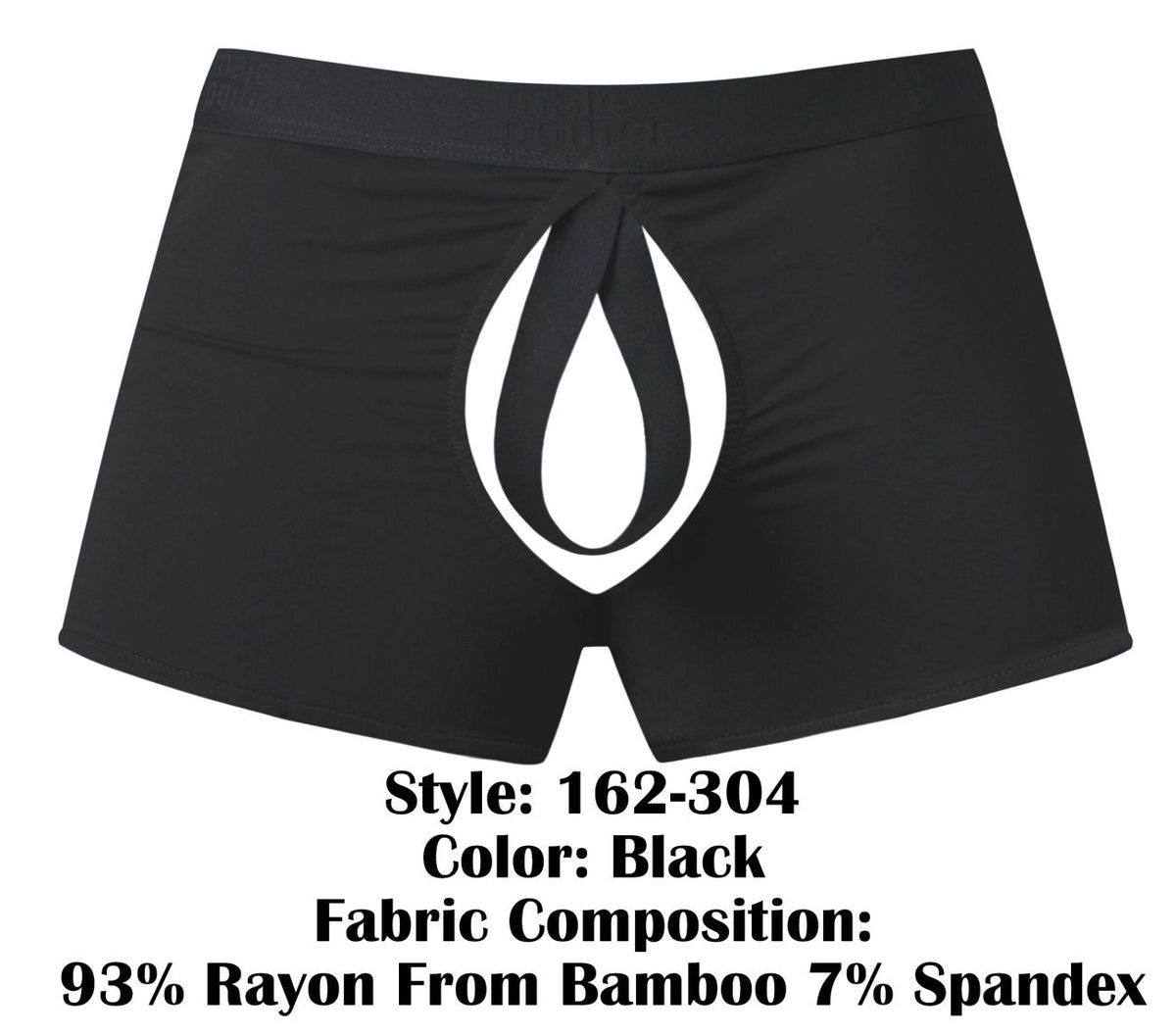 Male Power Open Ended Moonshine Short Open Front Elastic Cock Ring - Black