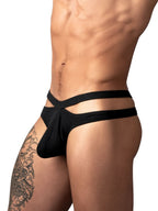 Male Power Eco Cozy Cutout Thong - Black