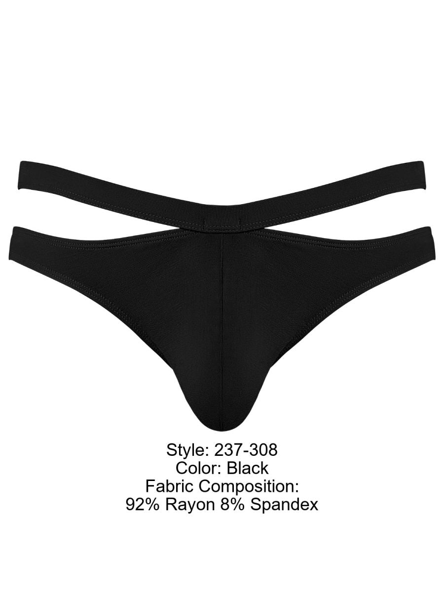 Male Power Eco Cozy Cutout Thong - Black