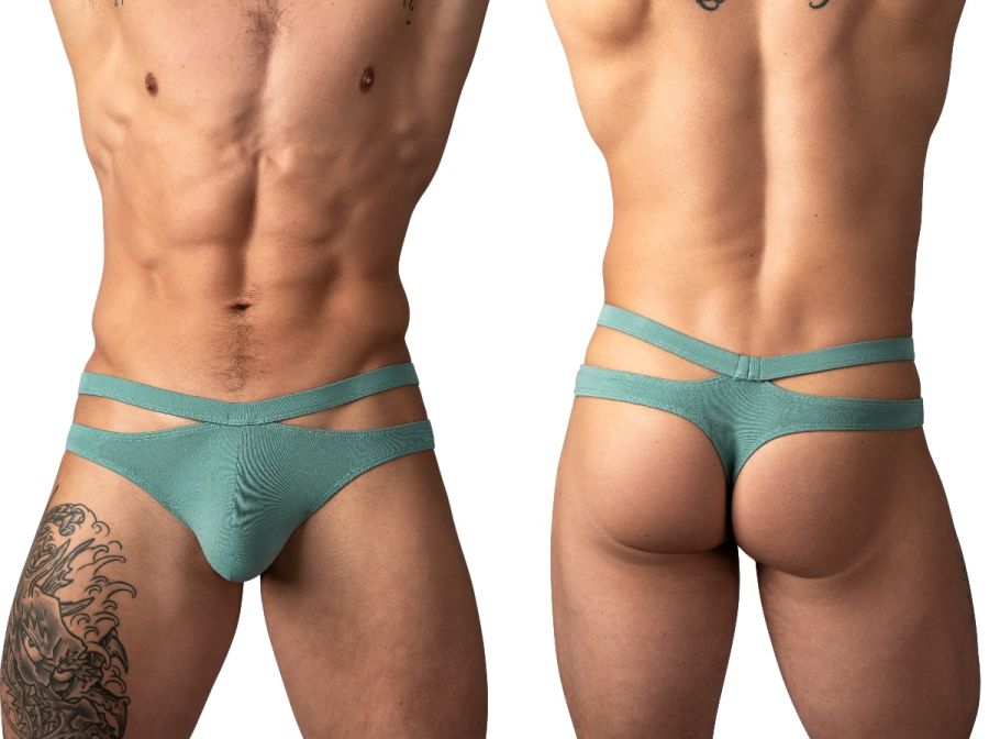 Male Power Eco Cozy Cutout Thong - Green