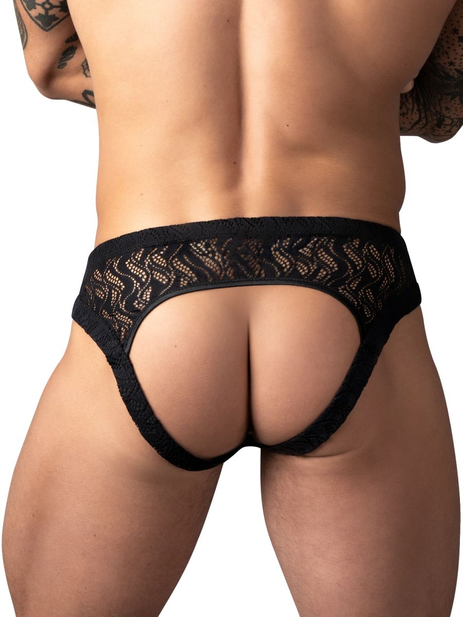 Male Power Ripple Moon Jockstrap - Black