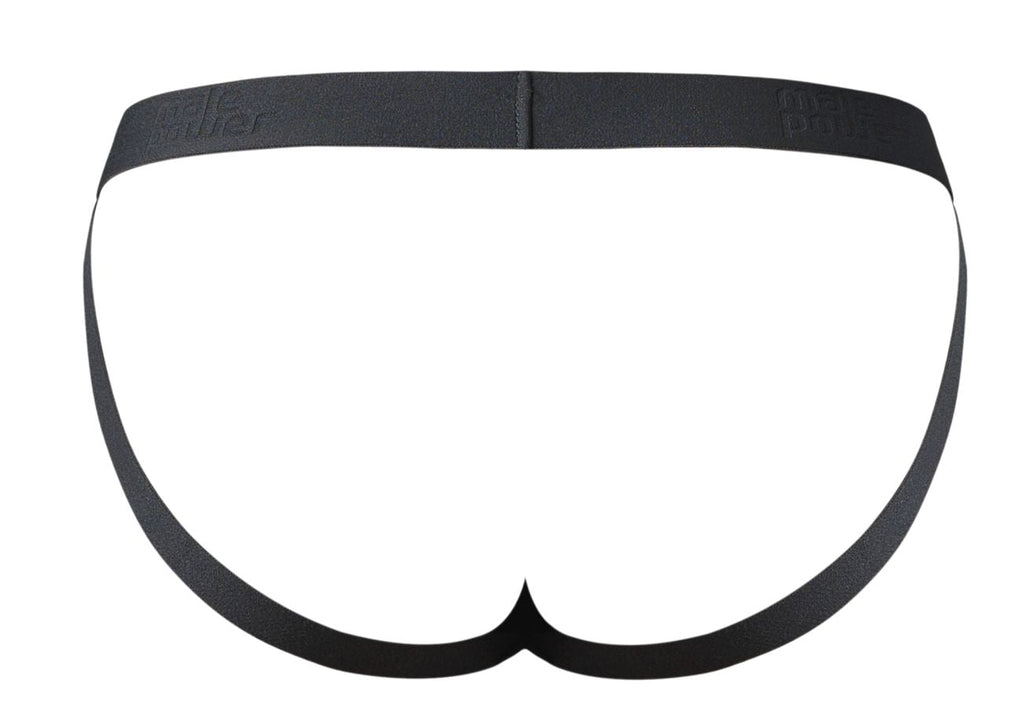Male Power Open Ended Jock Open Front Elastic Cock Ring - Black