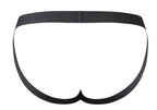 Male Power Open Ended Jock Open Front Elastic Cock Ring - Black