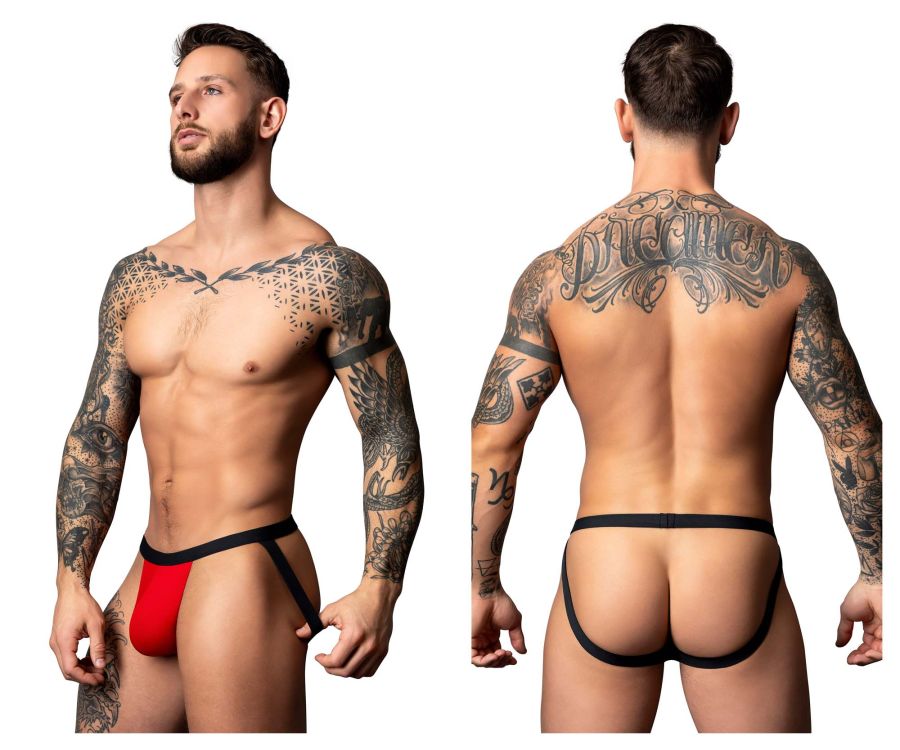 Male Power Hot Mesh Jock - Black-Red